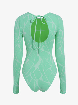 Wavvves BANANA LEAF PRINT LONG SLEEVE SURF SWIMSUIT | TROVE & TONE