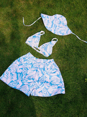 BLUE WHITE PRINT BEACH SET