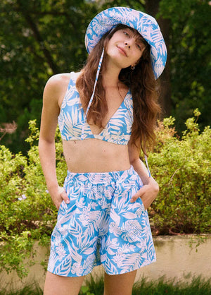 BLUE WHITE PRINT BEACH SET