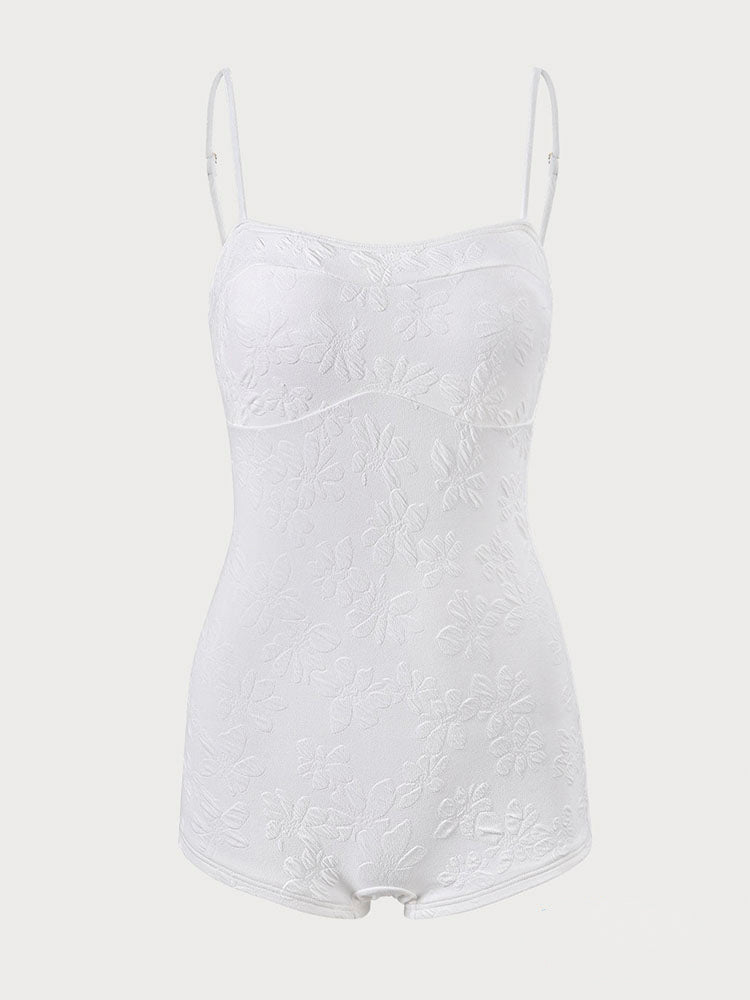 Wavvves FLORAL TEXTURE SQUARE-LEG ONE-PIECE SWIMSUIT | TROVE & TONE