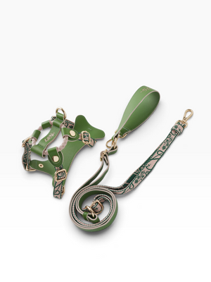 GREEN WONDERLAND LAMBSKIN PET HARNESS