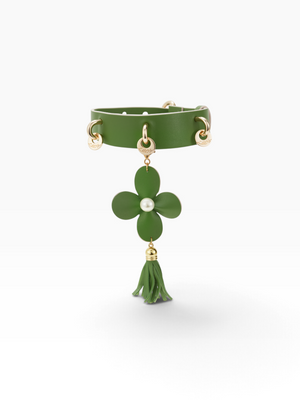 GREEN WONDERLAND LAMBSKIN PET COLLAR