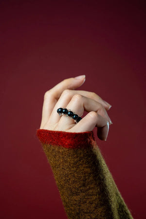 AESTH & UTIL BEADED NATURAL SANDALWOOD RING | TROVE & TONE