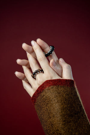 AESTH & UTIL BEADED NATURAL SANDALWOOD RING | TROVE & TONE