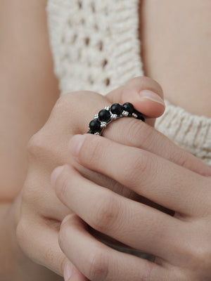 AESTH & UTIL BEADED NATURAL SANDALWOOD RING | TROVE & TONE
