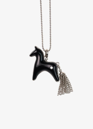 AESTH & UTIL BLACK AGATE DIVINE HORSE LONG NECKLACE | TROVE & TONE