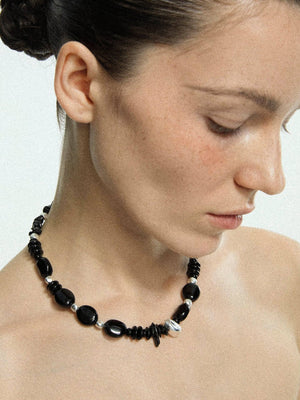 Limb BLACK & SILVER BEADED NECKLACE | TROVE & TONE