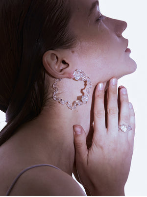 FOSSILIZED DIAMOND HOOP EARRINGS