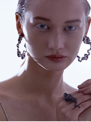 FOSSILIZED DIAMOND HOOP EARRINGS