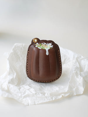 HANDMADE LEATHER CANELE CHARM & FOB CASE
