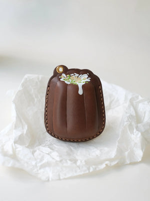 HANDMADE LEATHER CANELE CHARM & FOB CASE