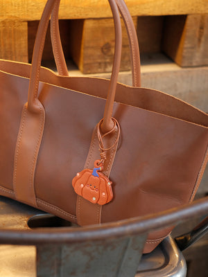 HALLOWEEN PUMPKIN HANDMADE LEATHER KEYCHAIN & BAG CHARM