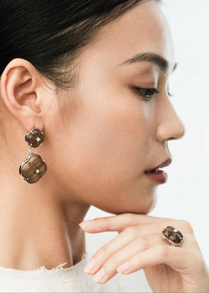 AESTH & UTIL ETERNAL KNOT NATURAL SANDALWOOD STUDS | TROVE & TONE