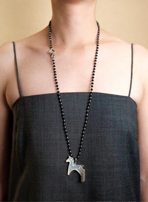 Aesth & Util WHITE CHALCEDONY DIVINE HORSE LONG NECKLACE | TROVE & TONE