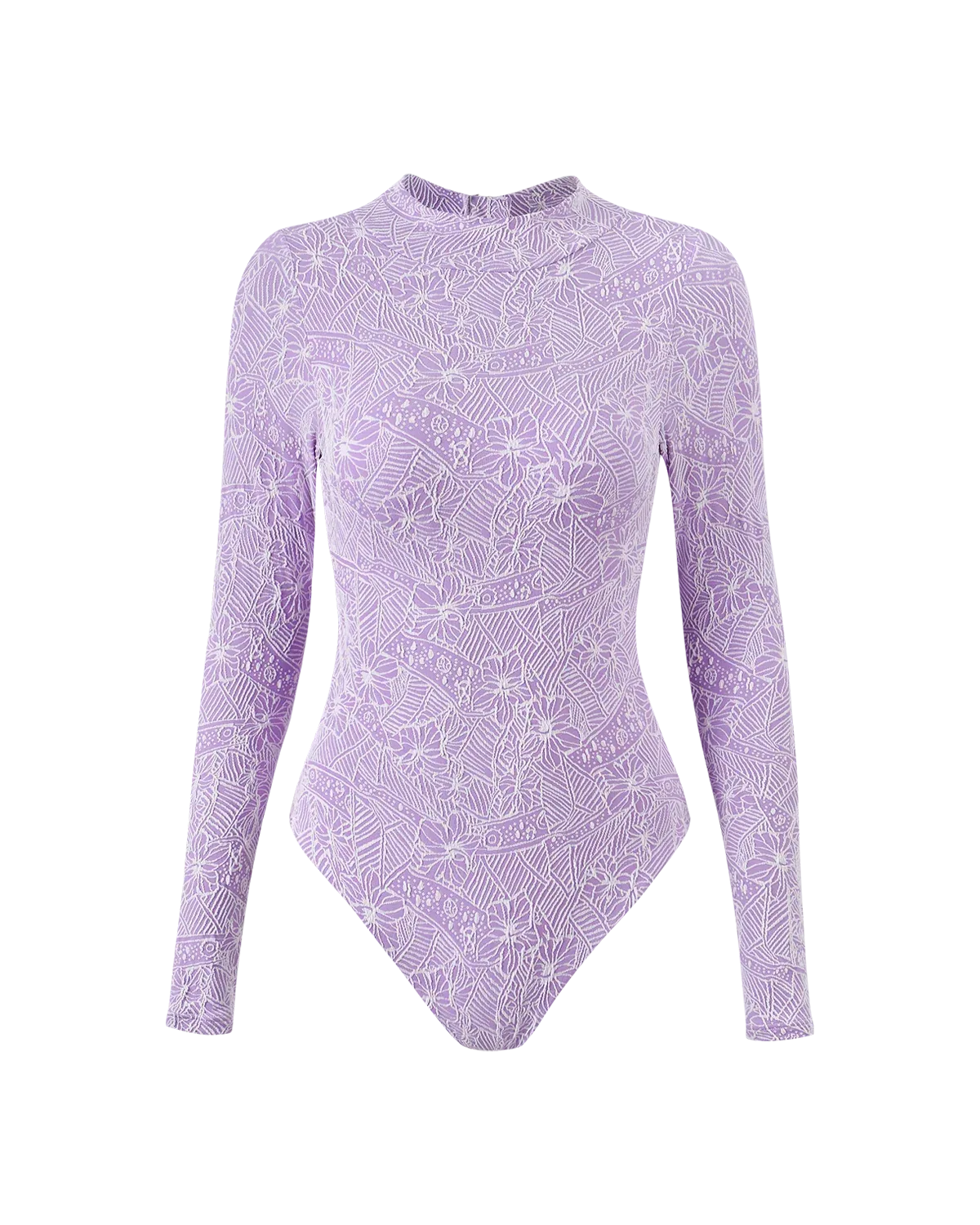 Wavvves FLORAL EMBOSSED LONG SLEEVE SURF SWIMSUIT PURPLE | TROVE & TONE