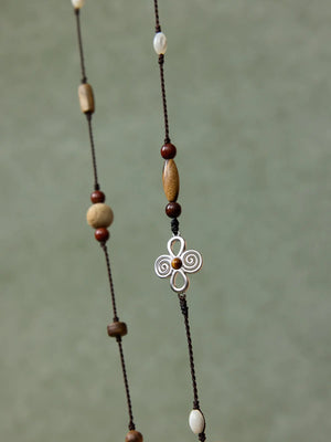 WANYEE CRAFT NATURAL STONE AGARWOOD CORD NECKLACE | TROVE & TONE