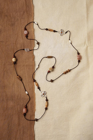 WANYEE CRAFT NATURAL STONE AGARWOOD CORD NECKLACE | TROVE & TONE