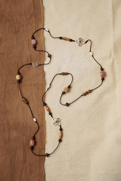 WANYEE CRAFT NATURAL STONE AGARWOOD CORD NECKLACE | TROVE & TONE