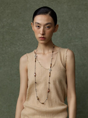 WANYEE CRAFT NATURAL STONE AGARWOOD CORD NECKLACE | TROVE & TONE