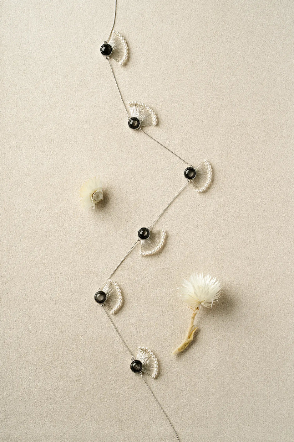 WANYEE CRAFT OBSIDIAN PEARL CONSTELLATION LONG NECKLACE | TROVE & TONE