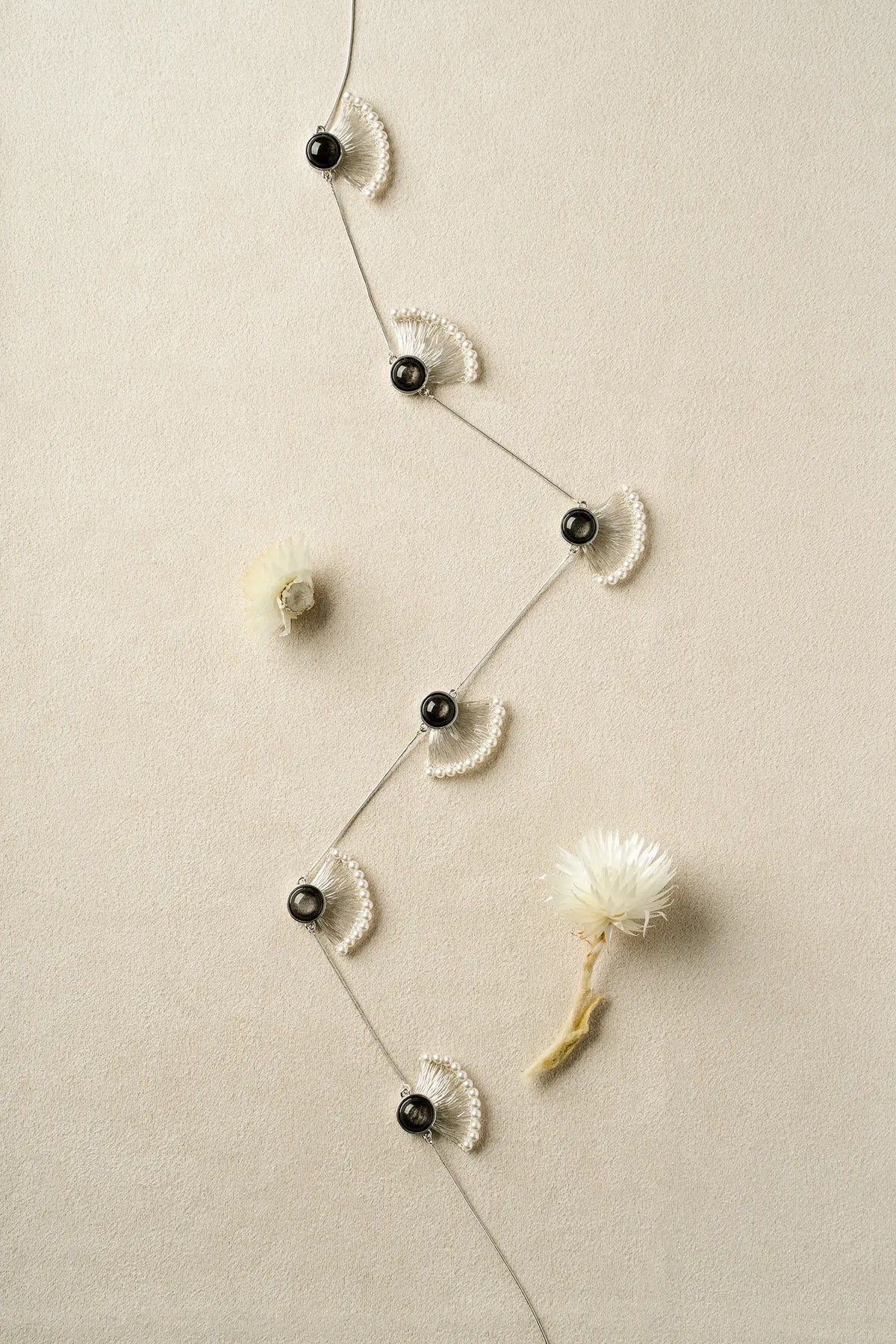 WANYEE CRAFT OBSIDIAN PEARL CONSTELLATION LONG NECKLACE | TROVE & TONE