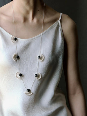 WANYEE CRAFT OBSIDIAN PEARL CONSTELLATION LONG NECKLACE | TROVE & TONE