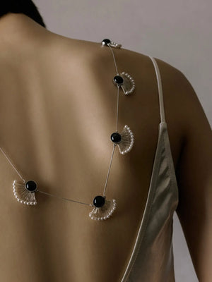 WANYEE CRAFT OBSIDIAN PEARL CONSTELLATION LONG NECKLACE | TROVE & TONE