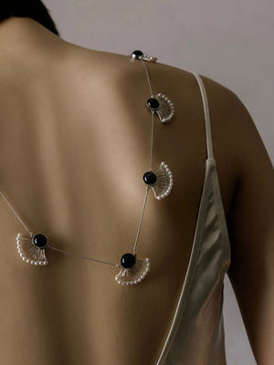 WANYEE CRAFT OBSIDIAN PEARL CONSTELLATION LONG NECKLACE | TROVE & TONE