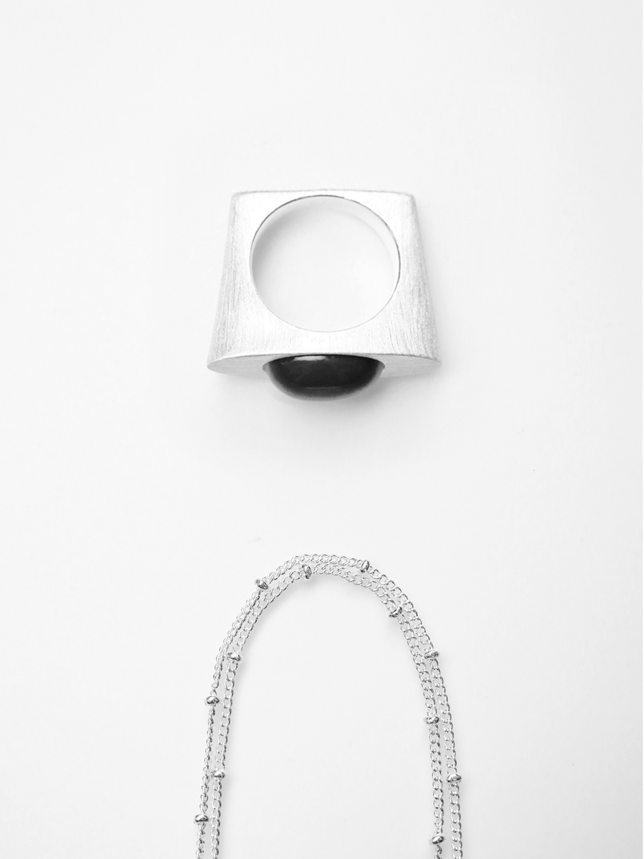 ON IISLAND OVAL OBSIDIAN PENDANT RING(副本) | TROVE & TONE