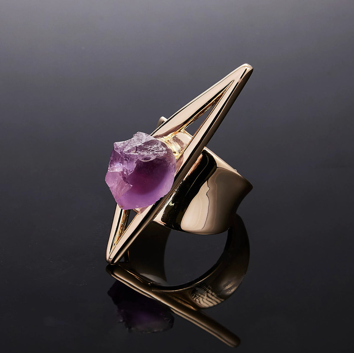 700QiBai VECTOR GEOMETRIC CRYSTAL RING | TROVE & TONE