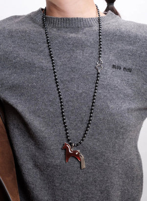 AESTH & UTIL RED AGATE DIVINE HORSE LONG NECKLACE | TROVE & TONE