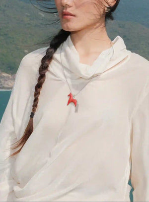AESTH & UTIL RED LACQUER DIVINE HORSE LONG NECKLACE | TROVE & TONE