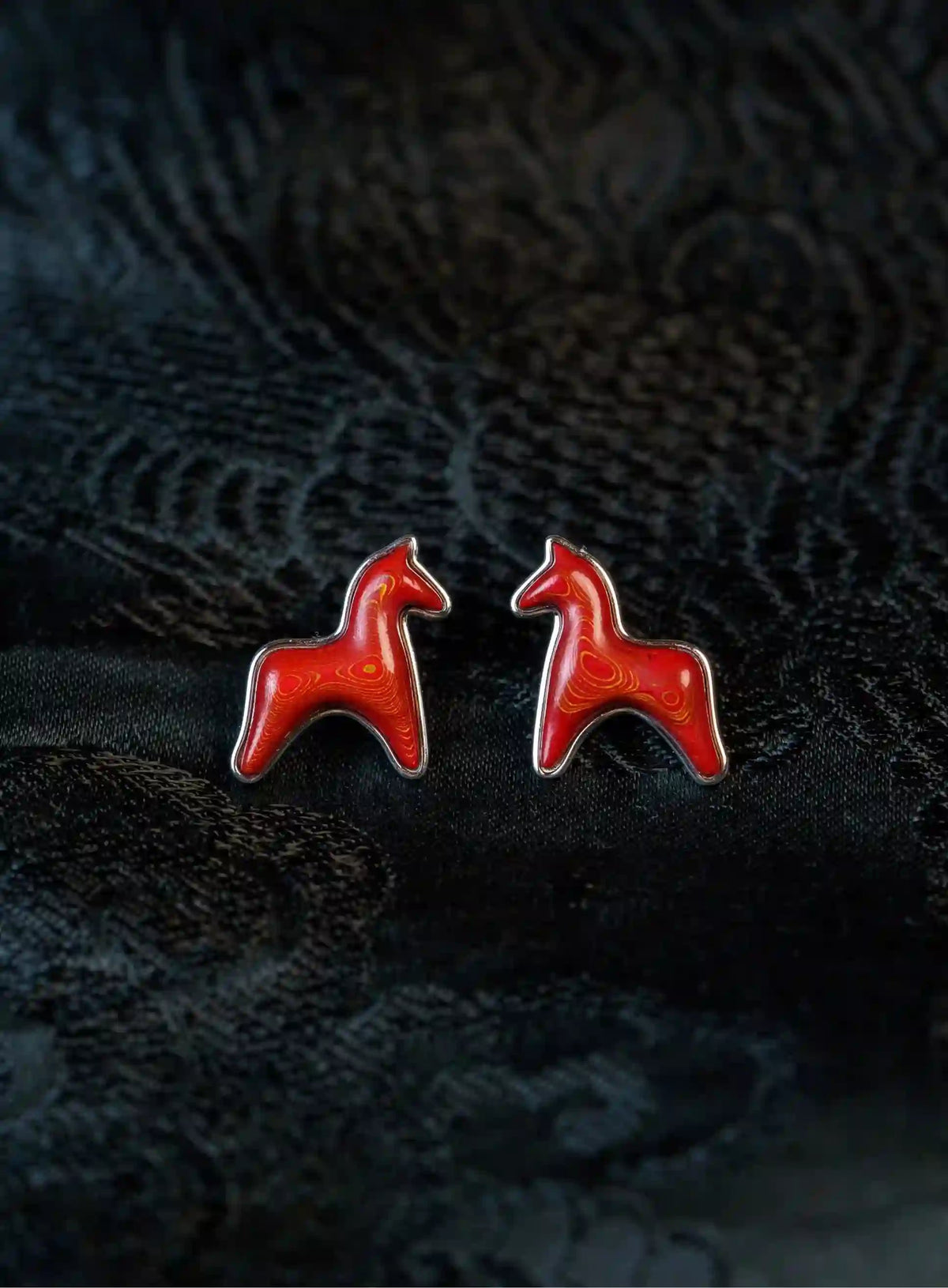AESTH & UTIL RED LACQUER DOUBLE PONY STUD EARRINGS | TROVE & TONE