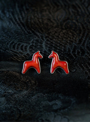AESTH & UTIL RED LACQUER DOUBLE PONY STUD EARRINGS | TROVE & TONE