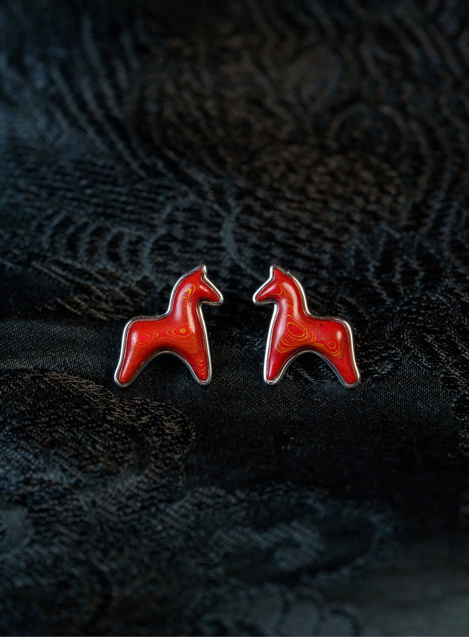 AESTH & UTIL RED LACQUER DOUBLE PONY STUD EARRINGS | TROVE & TONE