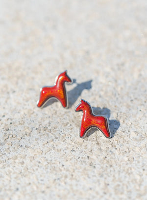 AESTH & UTIL RED LACQUER DOUBLE PONY STUD EARRINGS | TROVE & TONE