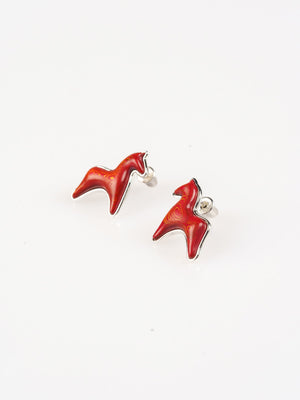 AESTH & UTIL RED LACQUER DOUBLE PONY STUD EARRINGS | TROVE & TONE