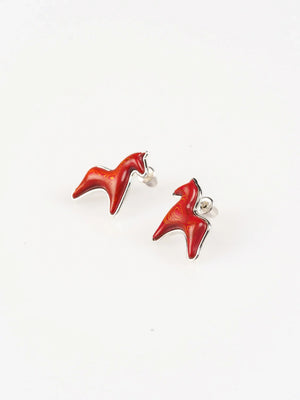 AESTH & UTIL RED LACQUER DOUBLE PONY STUD EARRINGS | TROVE & TONE
