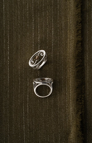 WANYEE CRAFT SCROLL PATTERN SMOKY QUARTZ RING | TROVE & TONE