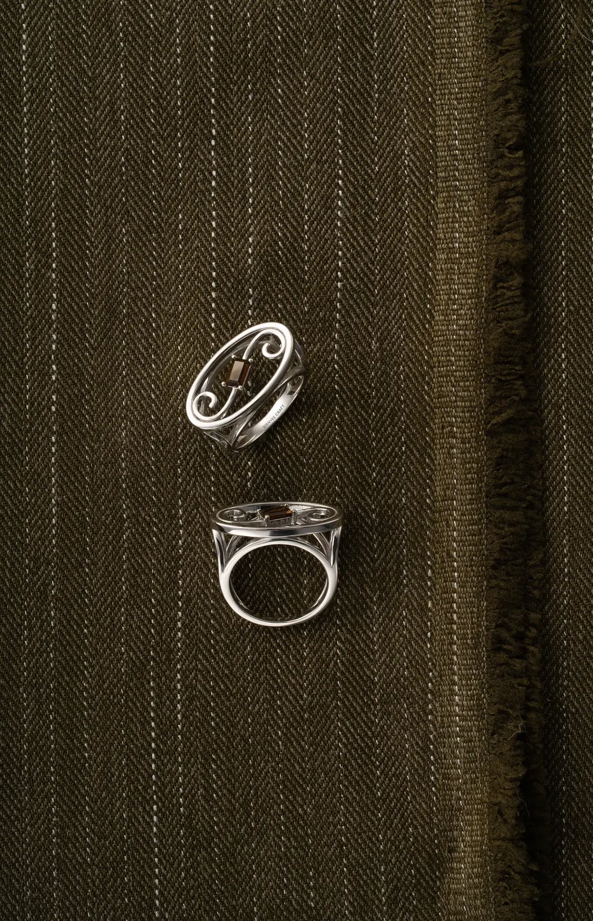 WANYEE CRAFT SCROLL PATTERN SMOKY QUARTZ RING | TROVE & TONE