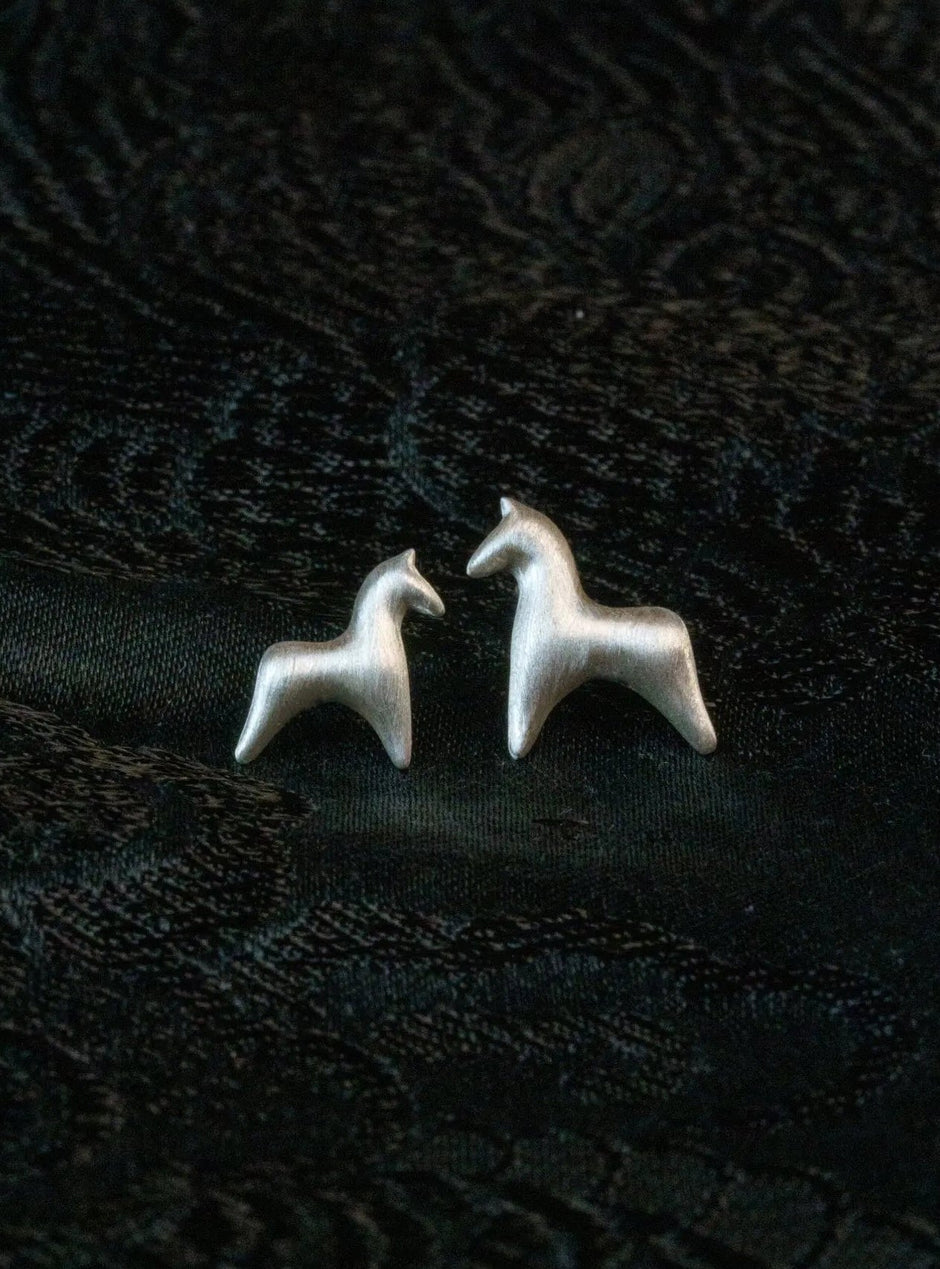 AESTH & UTIL SILVER DOUBLE PONY STUD EARRINGS | TROVE & TONE