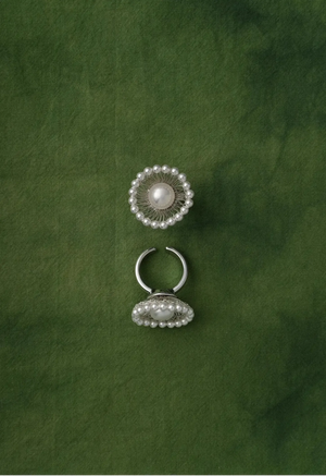WANYEE CRAFT SILVER WIRE PEARL BLOOM OPEN RING | TROVE & TONE