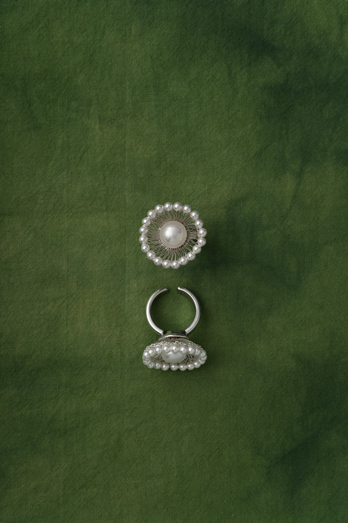 WANYEE CRAFT SILVER WIRE PEARL BLOOM OPEN RING | TROVE & TONE