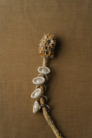 WANYEE CRAFT SILVER WIRE PEARL BLOOM OPEN RING | TROVE & TONE