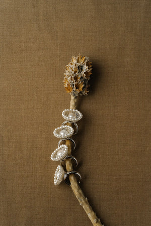 WANYEE CRAFT SILVER WIRE PEARL BLOOM OPEN RING | TROVE & TONE