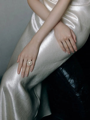 WANYEE CRAFT SILVER WIRE PEARL BLOOM OPEN RING | TROVE & TONE