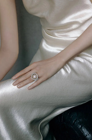 WANYEE CRAFT SILVER WIRE PEARL BLOOM OPEN RING | TROVE & TONE