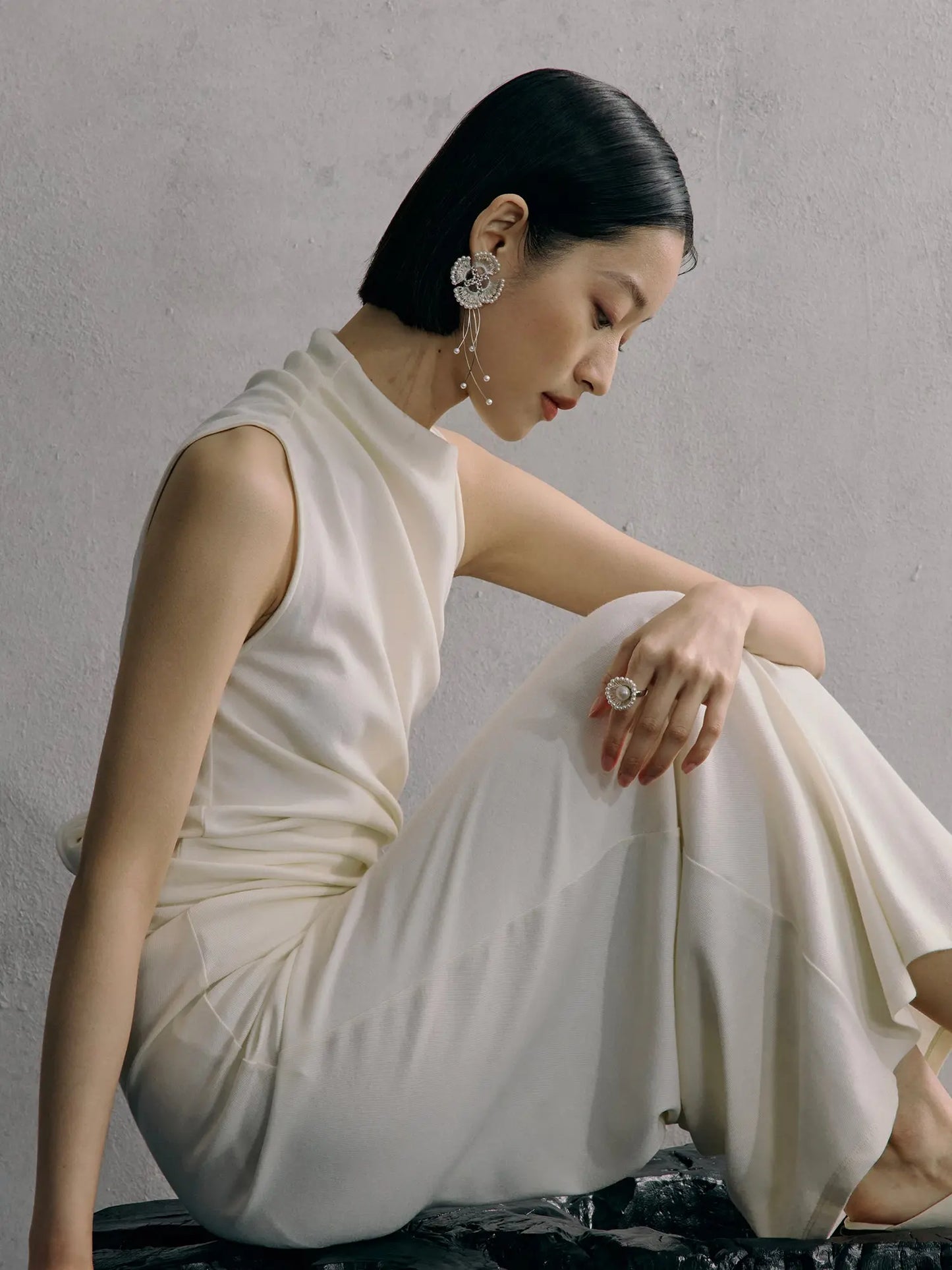 WANYEE CRAFT SILVER WIRE PEARL BLOOM OPEN RING | TROVE & TONE