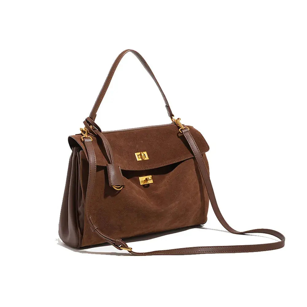 SUEDE KELLY STYLE BAG - TROVE & TONE Shoulder Bag