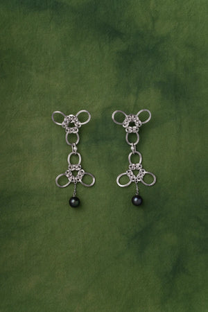 WANYEE CRAFT DOUBLE COIN KNOT PEARL DROP EARRINGS | TROVE & TONE